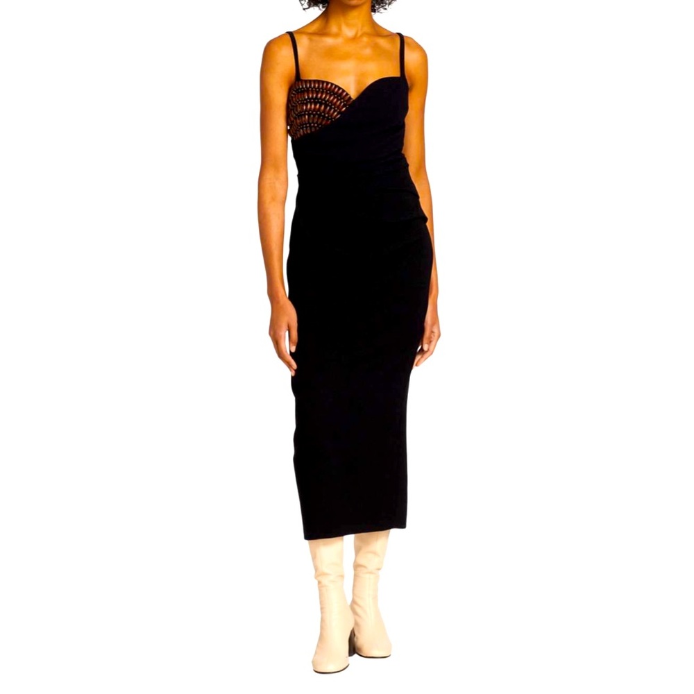 nanushka bansi black beaded dress sz small